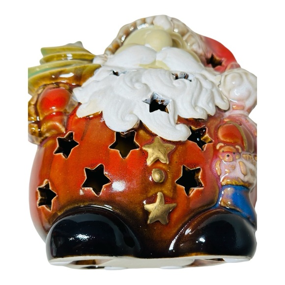 NWOT - Santa Tea Light Candle Holder with Stars and Christmas tree ~ 7" Tall - Picture 12 of 13